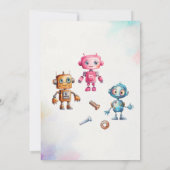 Elegant Little Robot Watercolor Baby Birthday Par Einladung (Rückseite)