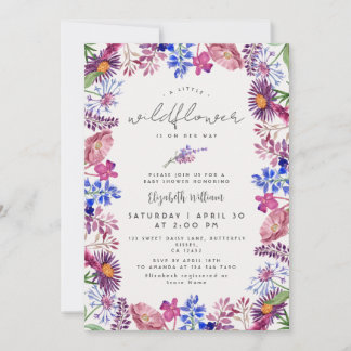 Elegant Little Wildflower Watercolor Baby Shower Einladung
