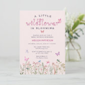 Elegant Little Wildlfower Boho Girl Baby Shower Einladung (Stehend Vorderseite)