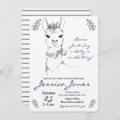 Elegant Llama Girl Baby Shower Rustic Einladung (Vorne/Hinten)