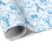 Elegant Lobster and Crabs in Cornflower Blue Geschenkpapier (Rolleneckpunkt)
