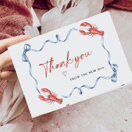 Elegant Lobster Ribbon Bridal Shower Thank You Dankeskarte