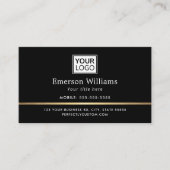 Elegant logo QR code golden gradient divider black Visitenkarte (Vorderseite)