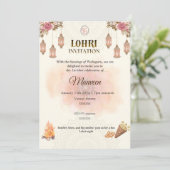 Elegant Lohri Invitation- Pastel, Minimalistic Einladung (Stehend Vorderseite)