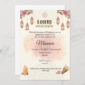 Elegant Lohri Invitation- Pastel, Minimalistic Einladung (Vorne/Hinten)