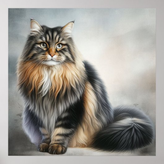 Elegant Long Haired Cat Poster (Vorne)