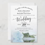 Elegant Long Stemmed Dusty Blue Rose Wedding Einladung (Vorderseite)