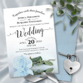 Elegant Long Stemmed Dusty Blue Rose Wedding Einladung
