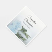 Elegant Long Stemmed Dusty Blue Rose Wedding Serviette (Ecke)