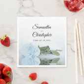 Elegant Long Stemmed Dusty Blue Rose Wedding Serviette (Beispiel)