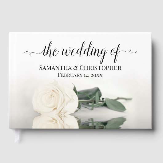 Elegant Long Stemmed Ivory White Rose Wedding Gästebuch (Vorderseite)