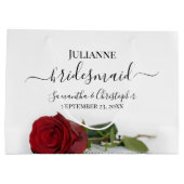 Elegant Long Stemmed Red Rose Bridesmaid Wedding Große Geschenktüte (Rückseite)