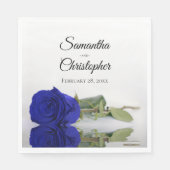 Elegant Long stemmed Royal Blue Rose Wedding Serviette (Vorderseite)