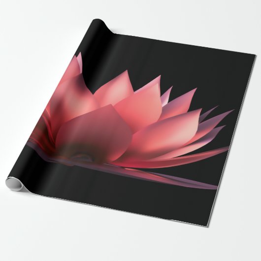 Elegant Lotus Black Geschenkpapier (Ungerollt)