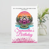 Elegant Lotus Blume Einladung zum Geburtstag (Stehend Vorderseite)