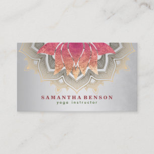 Elegant Lotus Blume Mandala Logo Yoga Instructor Visitenkarte