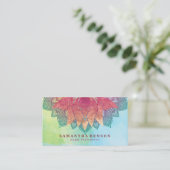 Elegant Lotus Blume Mandala Logo Yoga Instructor Visitenkarte (Stehend Vorderseite)