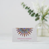 Elegant Lotus Blume Mandala Logo Yoga Instructor Visitenkarte (Stehend Vorderseite)