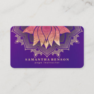 Elegant Lotus Blume Mandala Logo Yoga Instructor Visitenkarte
