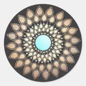 Elegant Lotus Blume Mandala Runder Aufkleber (Vorderseite)
