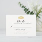 Elegant Lotus Blume Wedding RSVP Card Karte (Stehend Vorderseite)