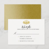 Elegant Lotus Blume Wedding RSVP Card Karte (Vorne/Hinten)