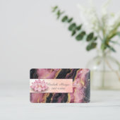 Elegant Lotus Burgundy Marble Visitenkarte (Stehend Vorderseite)