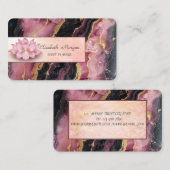 Elegant Lotus Burgundy Marble Visitenkarte (Vorne/Hinten)