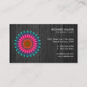 Elegant Lotus Floral Black Wood Health Wellness Visitenkarte
