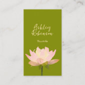 Elegant lotus flower boho avocado green QR code Visitenkarte (Vorderseite)