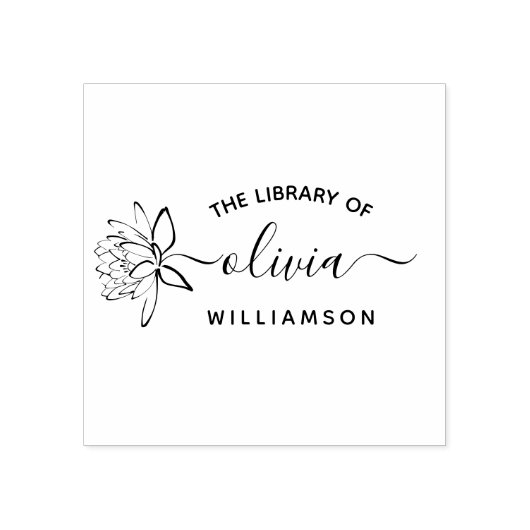 Elegant Lotus Flower Elegant Custom Name Library Gummistempel (Prägung)
