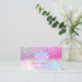 Elegant Lotus Glitzer Confetti Holographic Visitenkarte (Stehend Vorderseite)