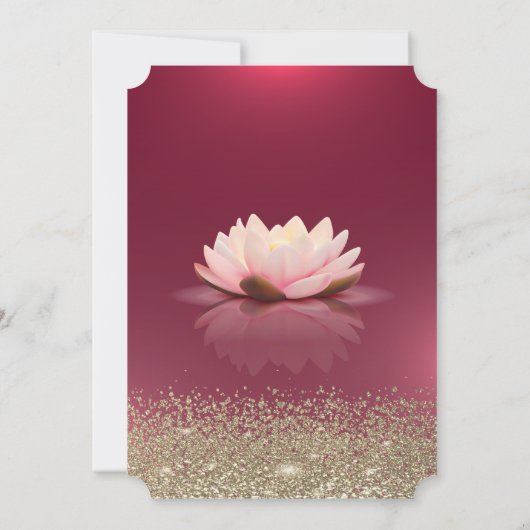 Elegant Lotus Gold Confetti Diamonds Red Sweet 16 Einladung (Rückseite)