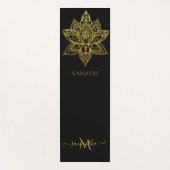 Elegant Lotus Gold Mandala Monogram Black Yogamatte (Vorderseite)