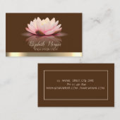 Elegant Lotus Gold Stripe Brown Yoga Instructor Visitenkarte (Vorne/Hinten)