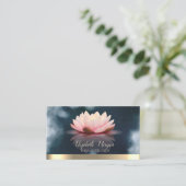 Elegant Lotus Gold Stripe Navy Blue Yoga Visitenkarte (Stehend Vorderseite)