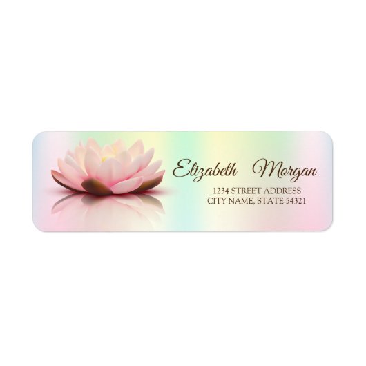 Elegant Lotus Holographic iridescent Address Label (Vorne)