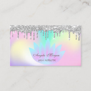 Elegant Lotus Holographic Silver Glitzer Tropfen Visitenkarte
