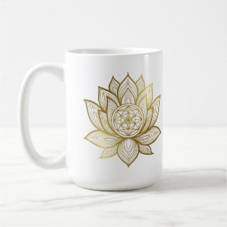 Elegant Lotus Mandala - Gold Line Art Spiritual Kaffeetasse