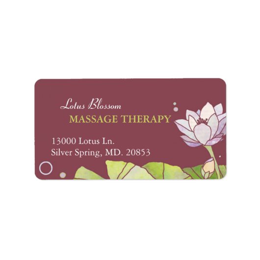 Elegant Lotus Massage Business Adressaufkleber (Vorne)