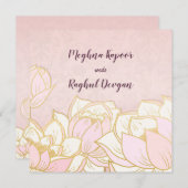 Elegant Lotus Pink Indian Damask Wedding Einladung (Vorne/Hinten)