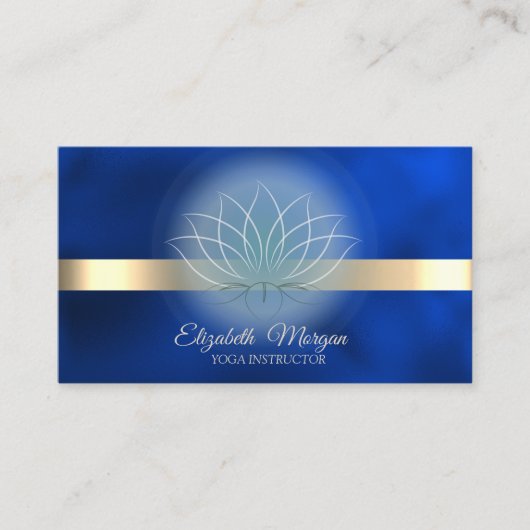 Elegant Lotus Royal Blue Yoga Instructor Visitenkarte (Vorderseite)
