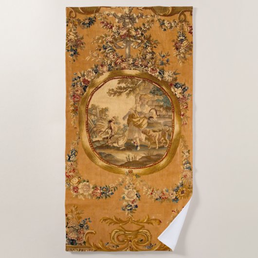 Elegant Louis XV Petite Fille Floral Strandtuch (Vorderseite)