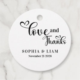 Elegant Love and Thanks Script Wedding Geschenkanhänger