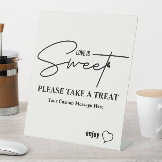 Elegant Love Is Sweet calligraphy Heart Simple Sockelschild (In Situ)
