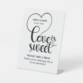 Elegant Love Is Sweet calligraphy Heart Wedding Sockelschild