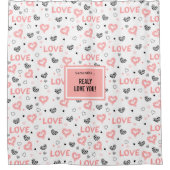 Elegant Love Lettering Heart Sketch Shower Curtain Duschvorhang (Vorderseite)