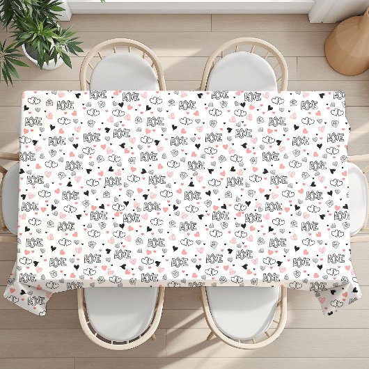 Elegant Love Text Lettering Valentine Tablecloth   Tischdecke
