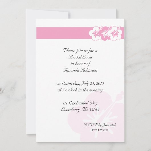 Elegant Luau Thema Einladungen Rosa (Vorderseite)