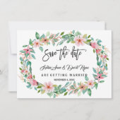 Elegant Luau Tropical Floral Wreath Save the Date (Vorderseite)